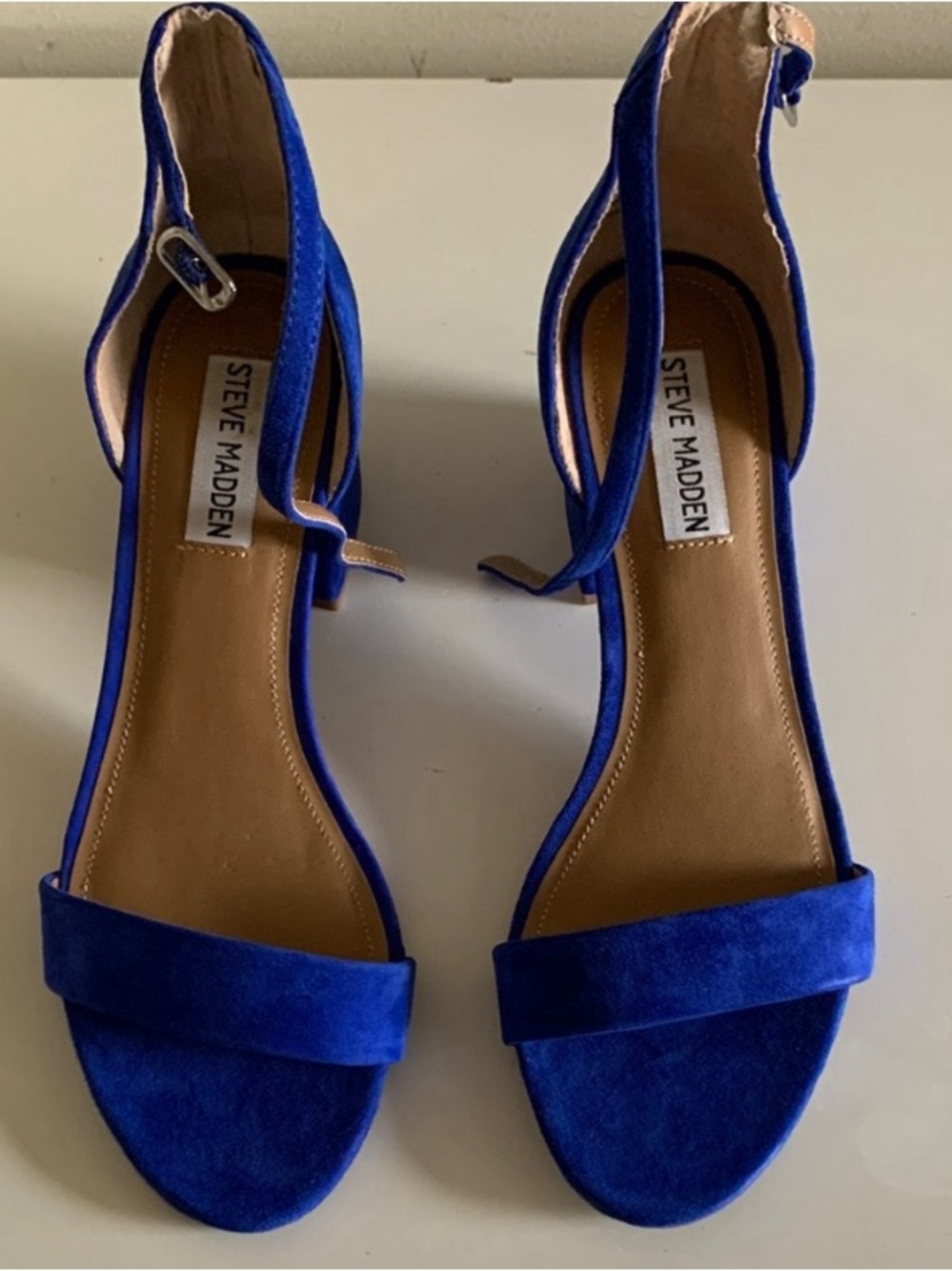Steve Madden Cobalt Blue Suede Ankle-Strap Sandals - Picture 2 of 6